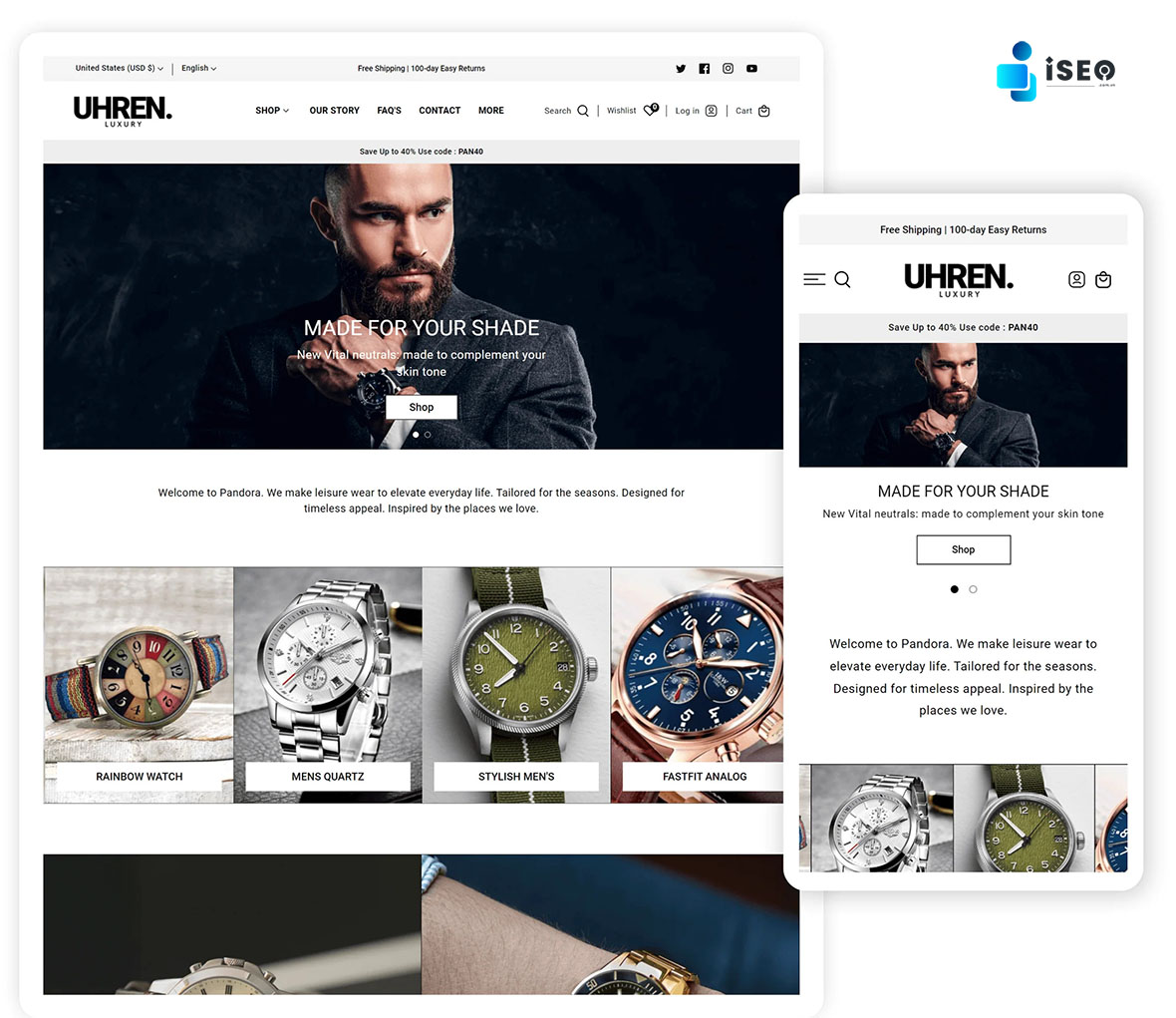 Dịch vụ thiết kế website bán đồng hồ