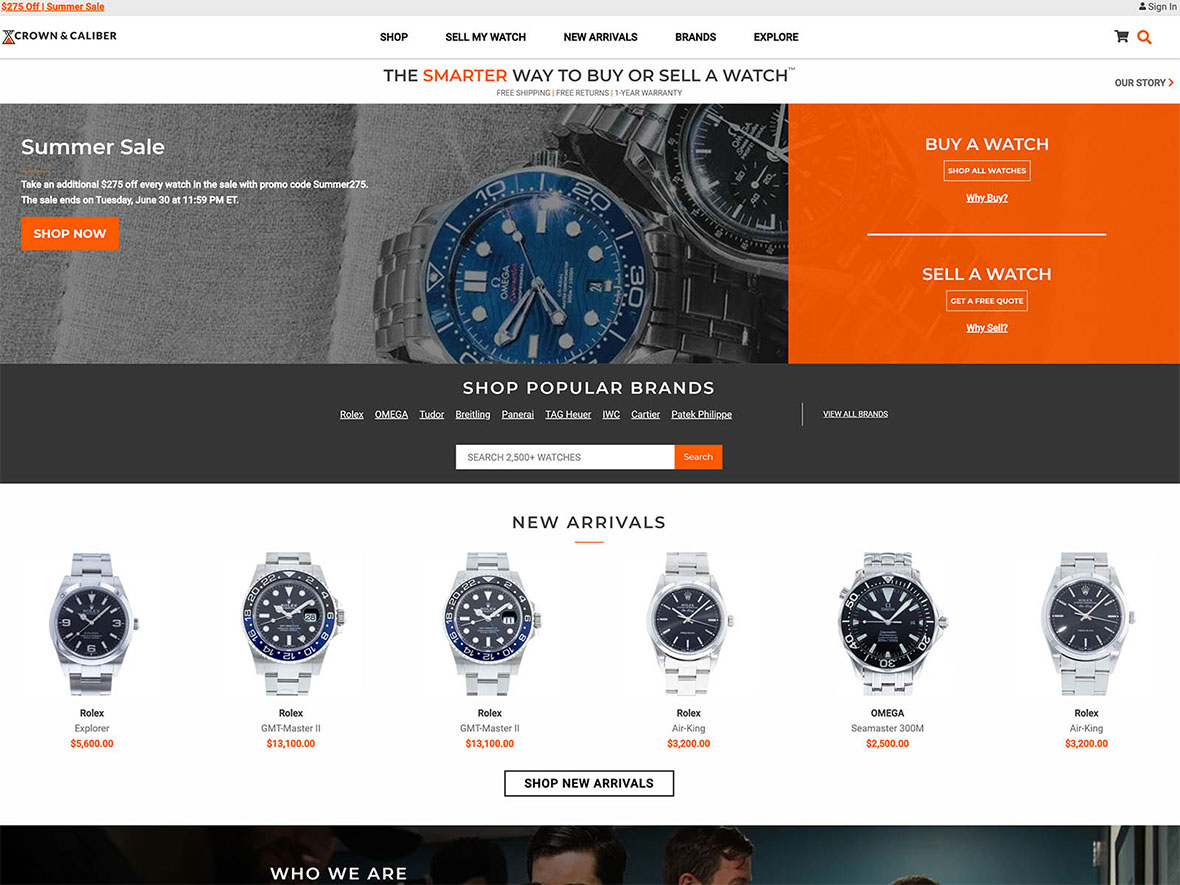 Giao diện website bán đồng hồ