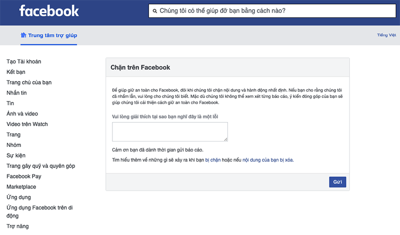 Gỡ tài khoản facebook bị khóa do vi phạm
